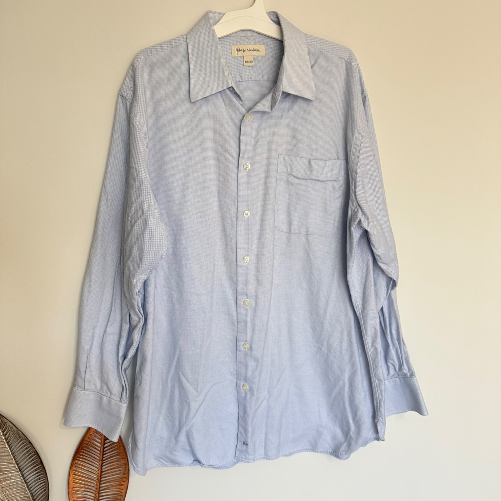 M6 John W. Nordstrom Mini Print Button Down Long Sleeve Cotton Shirt Pocket - Picture 2 of 7